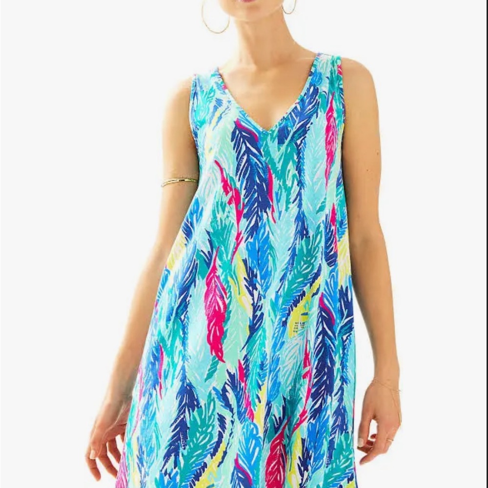Lilly Pulitzer Blue and Pink Coverup Dress with V-Neckline